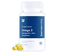 Bettervits Omega 3 Capsules High Strength - 33% EPA & 22% DHA | Omega 3 Fish Oil Nutritional Supplements - Supports Overall Well-Being: Heart, Eye, Skin & Bone Health | 60 Easy-to-Swallow Capsules