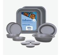 BetterWare Air Fryer Accessories Set 12 Piece Set | Includes 2X Square Tins, 2X Oval Dishes, 4X Round Tins & 4X Round Fluted Tins | Dishwasher & Freezer Safe | Ideal for Cooking & Baking