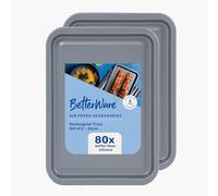 BetterWare Air Fryer Accessories Set of 2 x 23cm Rectangular Trays | Non-Stick Low Carbon Steel | Dishwasher & Freezer Safe | Compatible with Most Air Fryers | Ideal for Cooking, Roasting & Baking