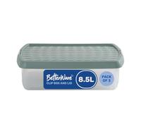 BetterWare Clip 3 x 8.5L Rectangular Stackable Plastic Storage Boxes with Lids | Ideal for Home, Office, Toys & More | Storage Containers with Clip Locks | Made in UK - Clear/Green Milieu