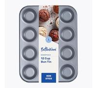 BetterWare Essentials 12 Cup Non-Stick Bun Tin | Low-Carbon Steel | Dishwasher & Freezer Safe | Stackable Design