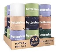 Betterway Bamboo Toilet Paper 3 Ply - Sustainable Toilet Tissue - 24 Double Rolls & 360 Sheets Per Roll - Septic Safe - Organic, Plastic Free - FSC Certified