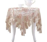 Bettery Home Lace Polyester Round Tablecloth Embroidery Round Table Cloths for Bedside Table Small Table(2 Seats), Round - 36", Pink