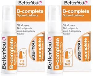 BetterYou B-Complete Daily Oral Spray, Pill-Free Vitamin B Complex Supplement, Formulated Blend of All 8 B Vitamins, Including B12 to Support Natural Energy, 1-Month Supply, Made in The UK (Pack of 2)