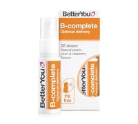 BetterYou B-Complete Oral Spray, Fast Acting B-Complex Supplement, High Strength Blend of All 8 B-Vitamins, Natural Peach, Plum & Raspberry Flavour, 1-Month Supply