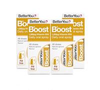BetterYou Boost Vitamin B12 Daily Oral Spray Vitamin Spray Supplement for Energy Boost 1,200 IU Vitamin B12, Natural Apricot Flavour, Pack of 4, 25ml (192 Sprays)