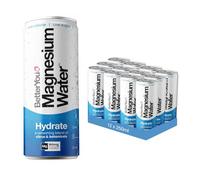 BetterYou Hydrate Magnesium Water 3-in-1 Citrus and Botanicals Flavour | 12-Pack, 180mg magnesium per can, glycinate and citrate complex, Electrolyte-rich flavoured water, Low calorie