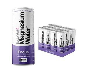BetterYou Magnesium Mineral Water, Focus, Magnesium Glycinate Blend with Caffeine and B Vitamins, Elevate Alertness and Mental Clarity, Blueberry Mint