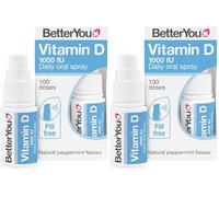 BetterYou Vitamin D 1000 IU Oral Spray, Fast Acting Vitamin D3 Supplement for Long Term Daily Use, Helps Maintain Vitamin D Levels, 3-Month Supply, Natural Peppermint Flavour, Made in The UK