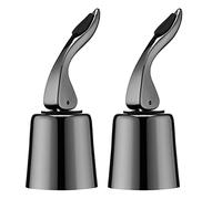 BETTFOR Wine Bottle Stoppers, 2 Pack, Black, Stainless Steel, Leak-proof, Keeps Wine Fresh Up to 14 Days, Suitable for Red & White Bottles
