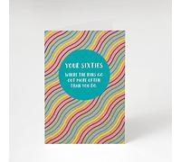 Bettie Confetti 60th Birthday Card - 60s Bins Go Out Card, A6 | Funny, Offensive, Joke Greetings Cards for Men & Women | Bright, Rainbow Celebration Design | Envelope Included