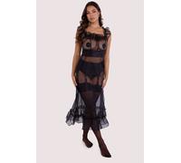 Bettie Page Emily Black Organza Ruffle Dress - Black - 14