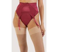 Playful Promises Etta Red Mesh & Satin Suspender Belt 12 Red