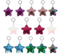 Bettinay 14PCS Star Keyring Kids, Reversible Sequin Party Bag Keyrings for Girls Birthday Favors