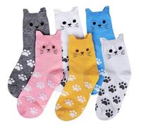 Bettinay 6PCS Fun Cute Socks for Women Gifts, Size 4-7 Quirky Cat Presents for Womens Girlfriend