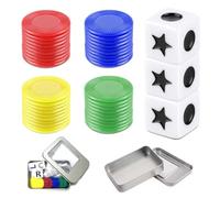 Bettinay 70PCS Left Right Centre Dice Game Set, 6 Dice and 64 Chips Board Games Accessories for Family Friends Gatherings
