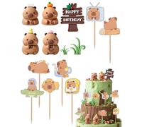 Bettinay Capybara Cake Topper, 17 Pcs Mini Cute Capybara Birthday Decorations for Birthday Parties, Educational Activities