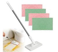 Bettinay Lazy Mini Mop with 4 Reusable Cloths, Hands Free Disposable Dust Mop with Automatic Cloth Changing for Wall Floor Bathroom Kitchen