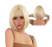 Bettinay Short Blonde Wig, Blonde Bob Wigs with Fringe for Women