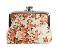 Bettli Cute Classic Floral Exquisite Buckle Coin Purse Coin Purse Embroidered Wallet Change Bag Canvas Jewelry Bag Buckle Wallet (Golden Peony)