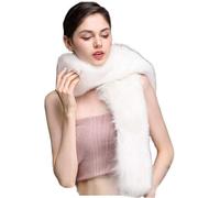 Bettli Women's Men's Extra Large Faux Fox Raccoon Fur Scarf Collar Stole Shawl (White)