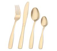 Bettlife 16-Piece Tableware Set - Stainless Steel Flatware & Silverware with Matt Champagne Knife and Fork Set, Service for 4, Dishwasher Safe, Easy Clean & Hold