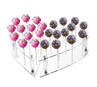 Bettoor Heart Shape Acrylic Cake Pop Stand, 24 Holes Small Lollipop Holder Clear Cake Pop Display Stand for Display Candy Dessert, Lollipop Stand for Birthday Parties Weddings Christmas