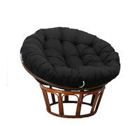 Bettschlange Papasan Chair Cushion, Round Seat Cushions, Egg Nest Chair Pad with Positioning Straps, Outdoor Cloth Swing Rattan Chair Cushion, Non-slip Padded Seat Washable，Black，100x100cm