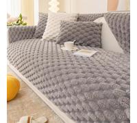 Bettschlange Sofa Cover Corner 3/2/1/4 Seater Sofa Slipcover L Shape Couch Cover Faux Rabbit Plush Thick Sofa Protector Anti-slip Reversible Quilted Corner Slipcovers