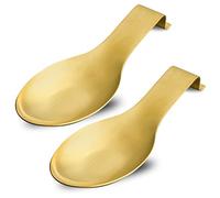 BETTWILLGold Spoon Rest for Kitchen Counter, Stainless Steel Spoon Holder for Stove Top, Spatula Ladle Spoon Utensils Holder, Gold Kitchen Accessories, Gold Cooking Utensiles. (GOLD 2PCS).