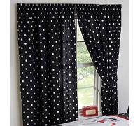 Betty Boop 66" x 72" Curtains Super Star, Polka Dot, Black White, Pencil Pleat Curtain Pair With Matching Tie-Backs