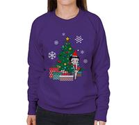Betty Boop Around The Christmas Tree Women's Sweatshirt Purple