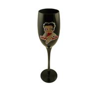 Betty Boop Black Flute Wine Glass - Sitting on Name