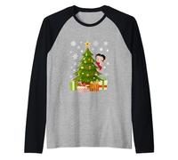 Betty Boop Christmas Decorating The Xmas Tree Raglan Baseball Tee