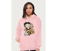 Betty Boop Ez Rider Betty Hooded Sweatshirt in Light Pink | Size: 2XL Betty Boop Light Pink 2XL