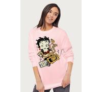 Betty Boop Ez Rider Betty Sweatshirt in Light Pink | Size: Small Betty Boop Light Pink S