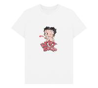Betty Boop Faded Graphic Print White T-Shirt | Size: 2XL Betty Boop White 2XL