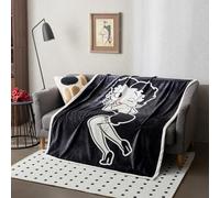 Betty Boop Fleece Blanket Twin Size, HD Digital Print Soft Sofa Throw Blanket Party Room Décor (60"x80", Kiss)