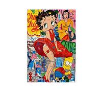 Betty Boop Graffiti Art Banksy Art 3D Street Art Pop Art Poster Decorativo Su Tela Da Parete Per Canvas Poster Wall Art Decor Print Picture Paintings for Living Room Bedroom Decoration Unframe-style 1