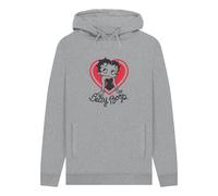 Betty Boop Heart Heather Grey Hoodie in Light Grey | Size: Medium Betty Boop Light Grey M