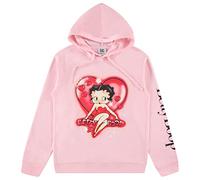 Betty Boop Ladies Fashion Sweatshirt - Paramount Embroidered Hoodie Sweatshirt, Light Pink, Medium