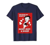 Betty Boop Make My Heart Go Boop OOP A Doop T-Shirt, Men, Navy Blue, 3X-Large