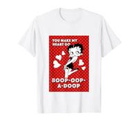 Betty Boop Make My Heart Go Boop OOP A Doop T-Shirt, Men, White, 3X-Large