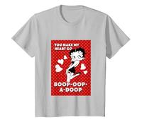 Betty Boop Make My Heart Go Boop OOP A Doop T-Shirt, Youth, Silver Grey, Small