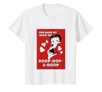Betty Boop Make My Heart Go Boop OOP A Doop T-Shirt, Youth, White, 4T