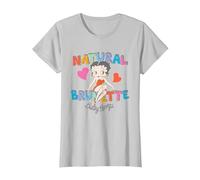 Betty Boop Natural Brunette T-Shirt, Women, Silver Grey, X-Small