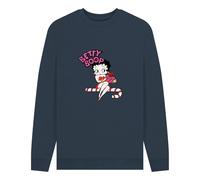 Betty Boop Official Candy Cane Graphic Navy Sweatshirt | Size: 2XL Betty Boop Navy 2XL