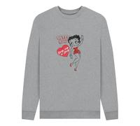 Betty Boop Oop-A-Doop Heather Grey Sweatshirt in Light Grey | Size: Medium Betty Boop Light Grey M