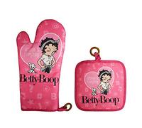 Betty Boop Oven Mitt & Pot Holder Set - “Attitude is Everything” Pink Kitchen Set - Officially Licensed Retro Cookware by Midsouth Products