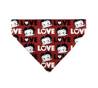 Betty Boop Pet Bandana Betty Boop Love Text and Face Red Black White Slip On Collar Bandana Only